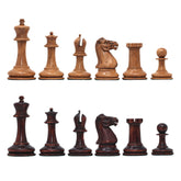 Walter Grimshaw 1854 Reproduced Staunton 3.5"  Distressed/Mahogany Stained Boxwood Chessmen